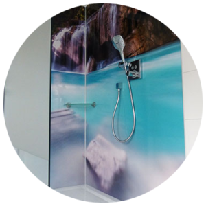 duschwand gestalten, duschwand Wasserfall